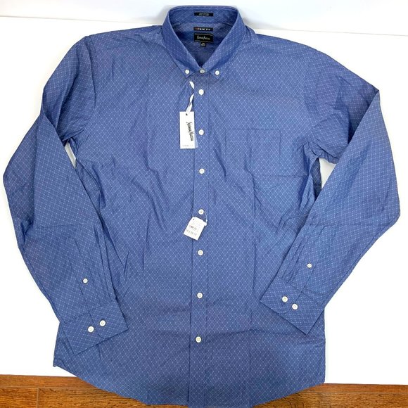 Neiman Marcus Other - New Neiman Marcus Blue Trim Fit Dress Shirt 16 1/2